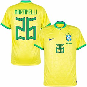 22-23 Brazil Home Shirt + Martinelli 26 (Official Printing)