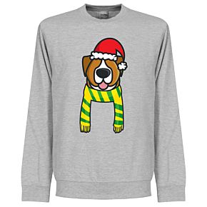 Christmas Dog Supporters Sweatshirt - Grey (Yellow/Green Scarf)