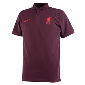 22-23 Liverpool Crest Pique Polo Shirt - Burgundy/Red