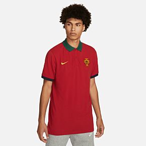22-23 Portugal NSW Crest Pique Polo Shirt - Pepper Red/Gorge Green/Gold Dart