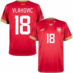 22-23 Serbia Home Shirt + Vlahović 18 (Official Printing)