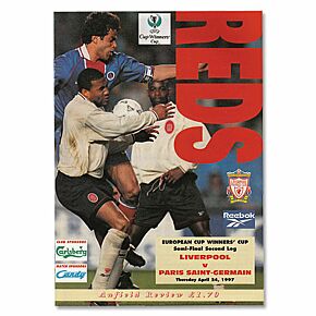 Liverpool vs PSG UEFA Cup Winners Cup Semi-Final 2nd Leg Program - April 24, 1997