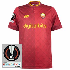 22-23 AS Roma Home Shirt + Europa League Patch Set