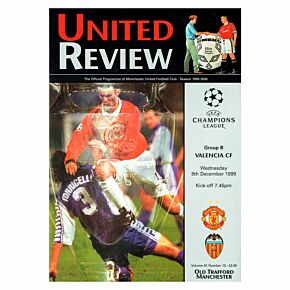 Man Utd vs Valencia C/L Group B Match at Old Trafford Program - Dec. 8, 1999