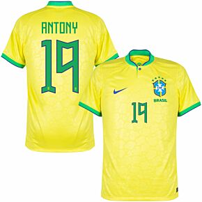 22-23 Brazil Home Shirt + Antony 19 (Official Printing)