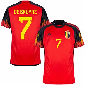 22-23 Belgium Home Shirt + De Bruyne 7 (Official Printing)