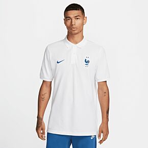 22-23 France NSW Crest Pique Polo Shirt - White/Blue