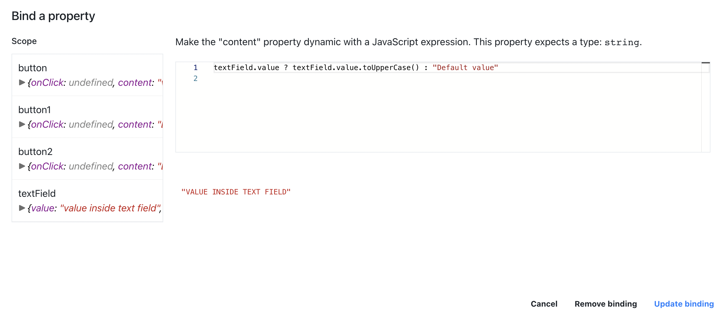 Binding custom expression