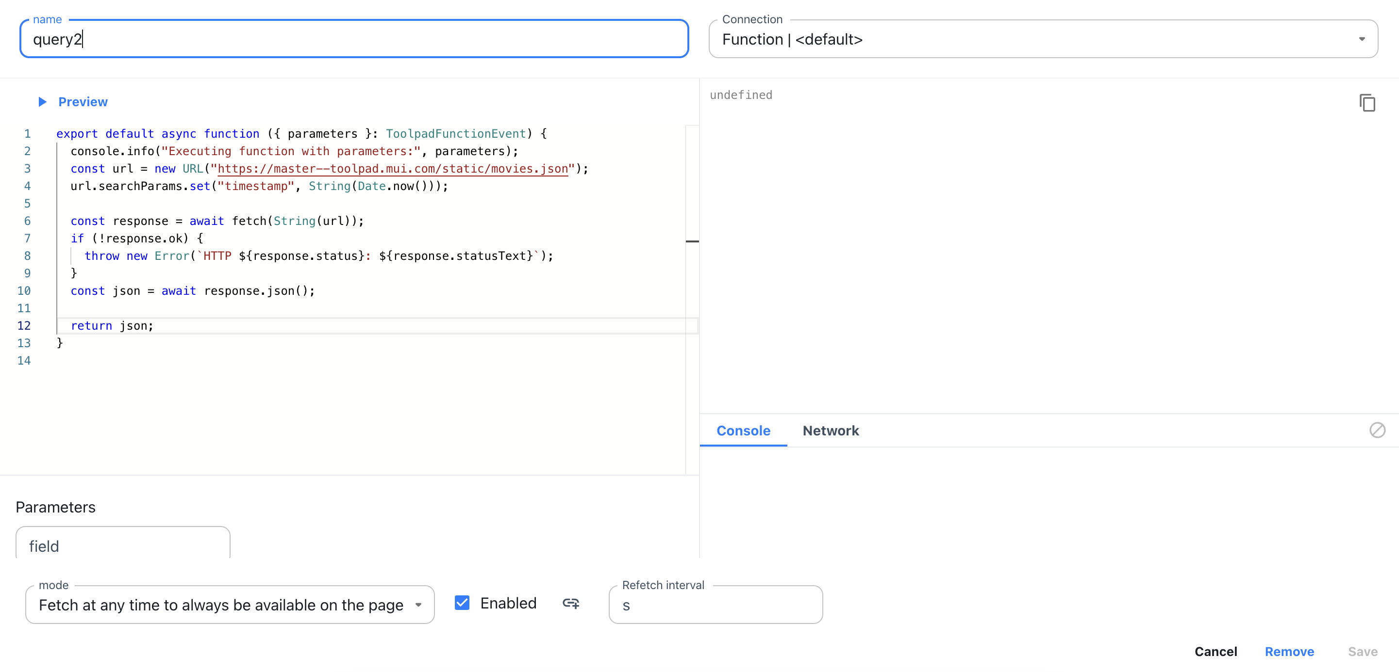 Function configuration